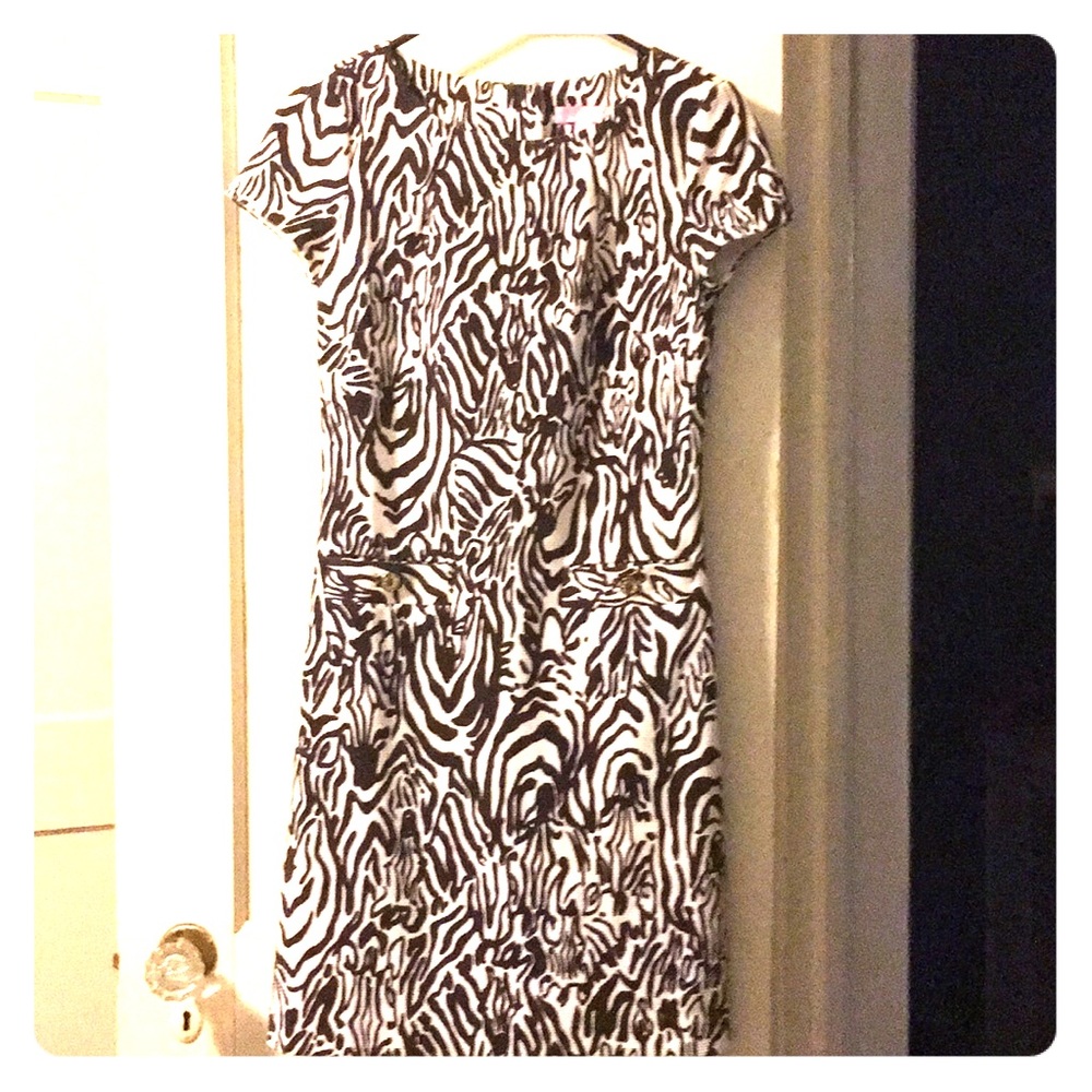 Lilly pulitzer Brown White Zebra Print Dress